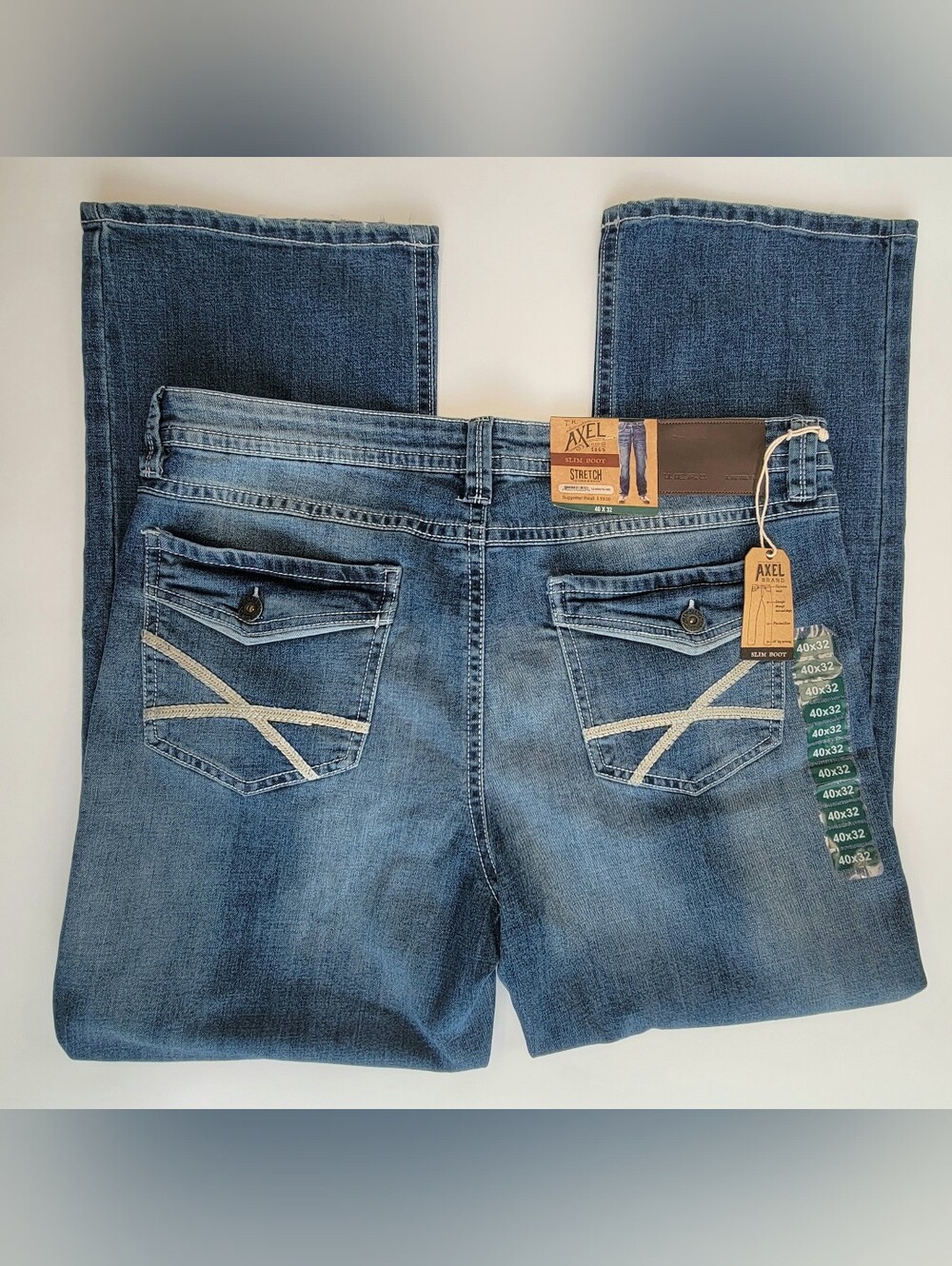 T.K. Axel Jeans Men's 40x32 Slim Boot Cut Stretch Flap Pocket NEW